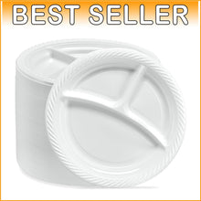 Load image into Gallery viewer, Lightweight 9'' Three-Section Plates - 400 Count Disposable for Catering