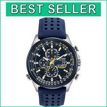 Load image into Gallery viewer, Luxury Stainless Steel Eco-Drive World Chronograph Watch for Men with Blue Strap