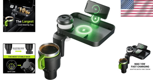 15W Fast Wireless Charger & Food Tray for Yeti Hydro Flask—Road Trip Essential