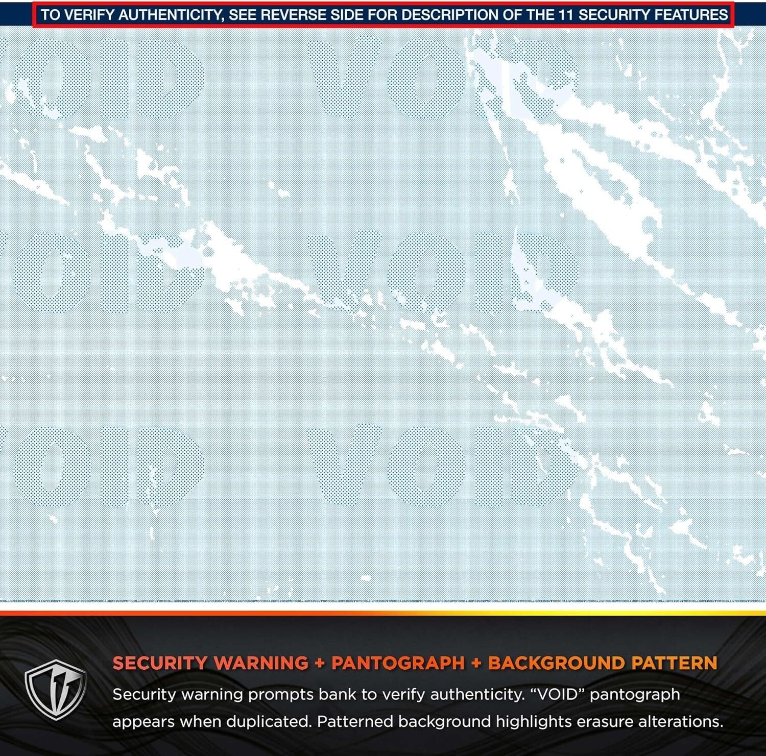 Eco-Friendly 24 lb Blue Marble Top Checks - 2500 Sheets with Anti-Fraud Features