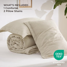 Load image into Gallery viewer, Vintage-Style Waffle Comforter Set Queen in Soft Microfiber - 3 Piece Collection