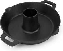 Load image into Gallery viewer, Universal Cast Iron Vertical Chicken Roaster with Roasting Pan – 11' Diameter