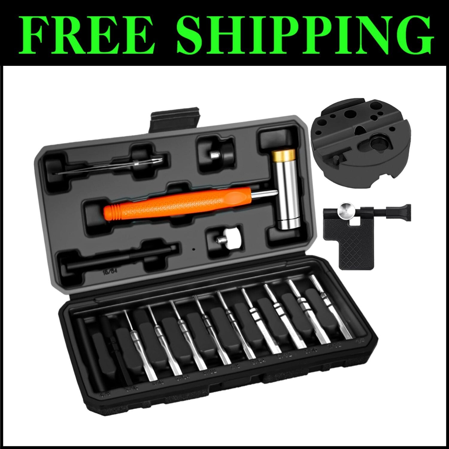 Professional Roll Pin Punch Set with Durable Hammer & Scratch-Resistant Block