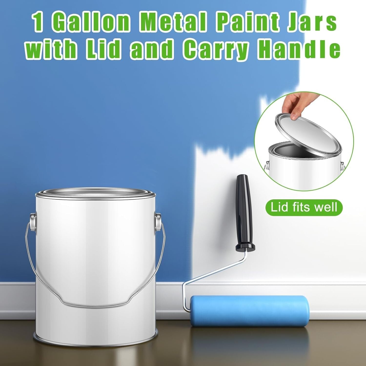Versatile 4 Pcs 1 Gallon Tin Paint Cans with Lids for DIY Crafts and Supplies