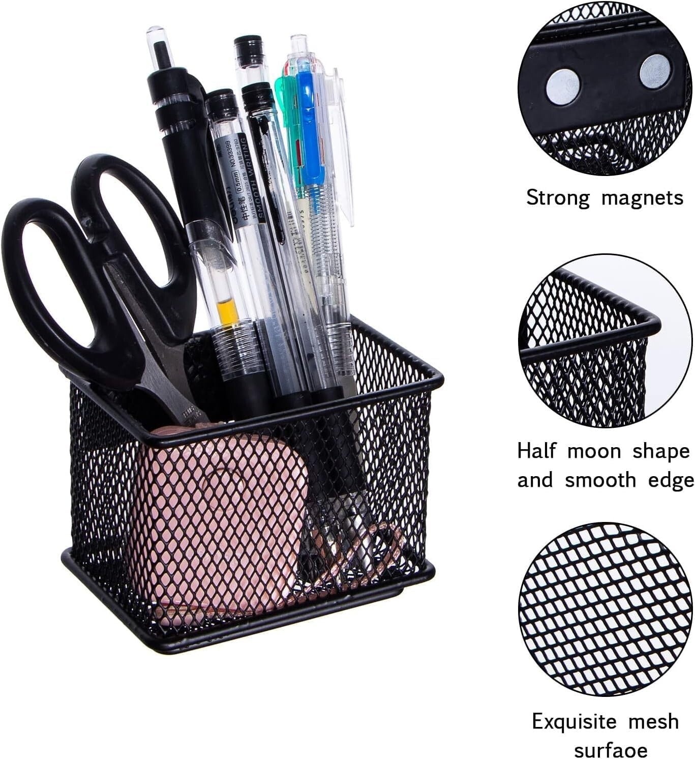 Compact Magnetic Pencil Holders - 3.45x2.3in - Ideal for Clutter-Free Spaces