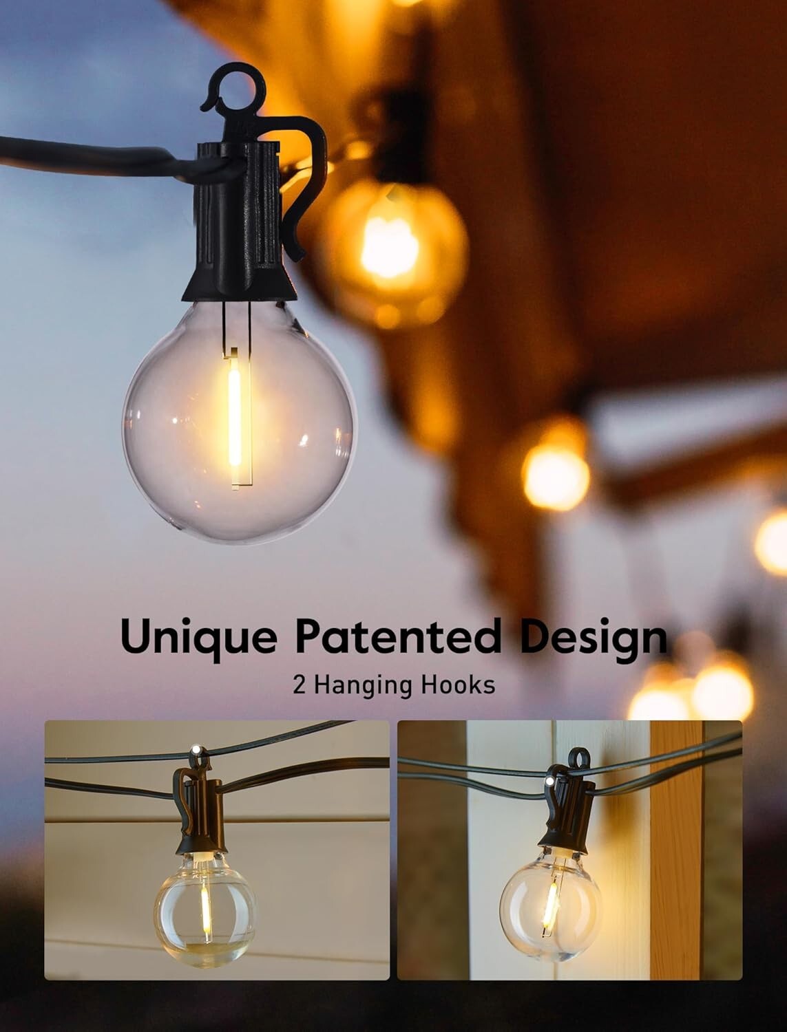 Durable 100ft LED Patio Lights - Waterproof Edison Bulbs with Easy Installation