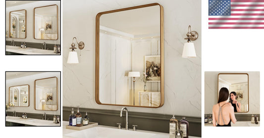 Durable Aluminum Framed Bathroom Mirror - Hangs Vertically or Horizontally