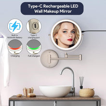 Load image into Gallery viewer, Rechargeable Wall-Mounted Makeup Mirror with 3 Lighting Modes &amp; Dimming Feature