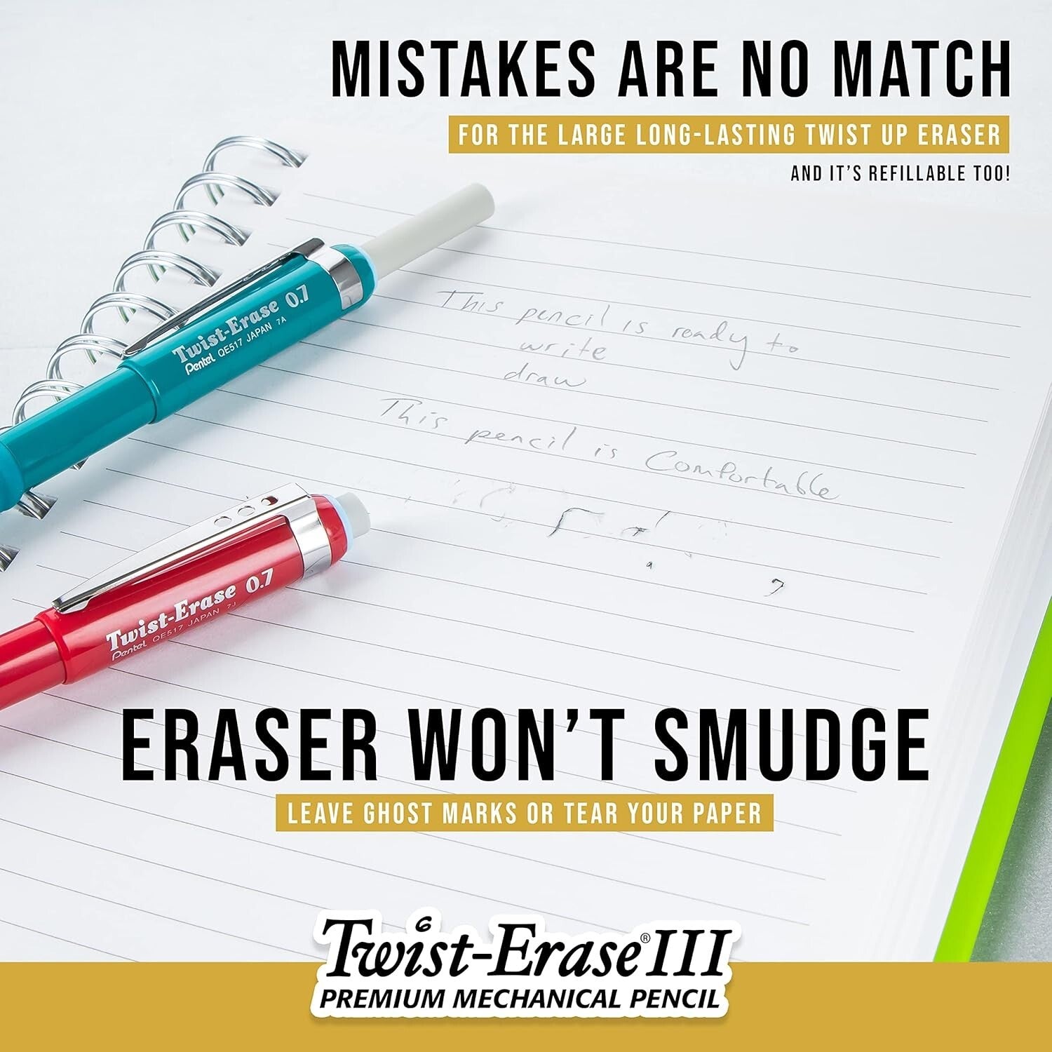 Comfortable 0.7mm Twist-Up Eraser Mechanical Pencil - Pack of 12 Red Barrels