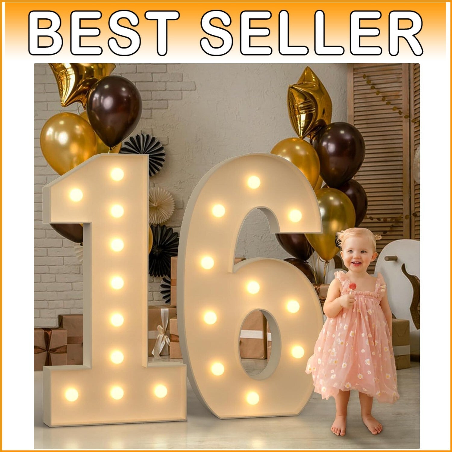 Elegant 4FT White Light-Up Numbers for Birthdays, Baby Showers, & Weddings