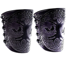 Load image into Gallery viewer, Viking Cosplay Leather Armguards with Yggdrasil Design - Authentic Renaissance
