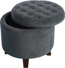 Load image into Gallery viewer, Upholstered Velvet Tufted Round Ottoman with Storage for Elegant Living Spaces
