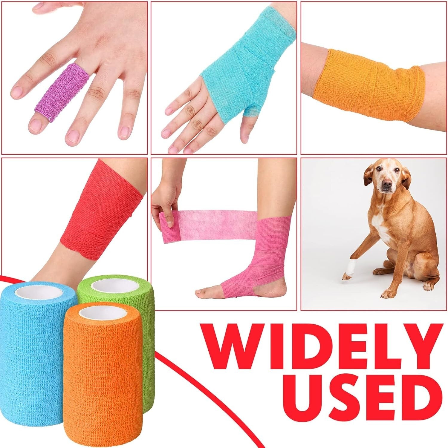 48 Pack Self-Adhesive Sports Bandage Wraps - 3” x 5 Yards, Breathable & Elastic