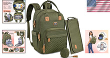 Load image into Gallery viewer, Stylish Unisex Diaper Bag Backpack with Changing Pad &amp; Stroller Straps - Green