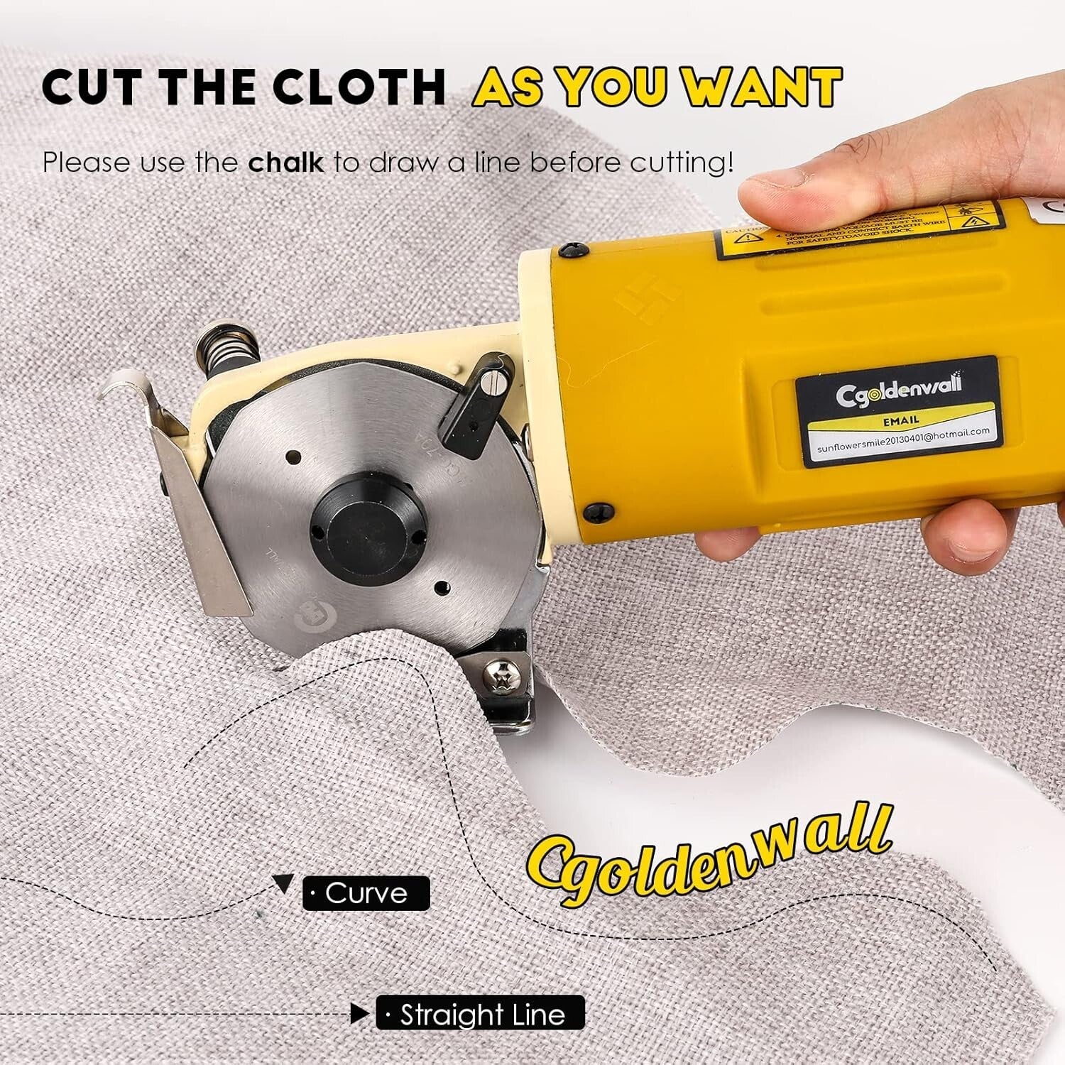 Industrial Electric Rotary Fabric Cutter - Cuts Cloth, Leather & Carpet Smoothly