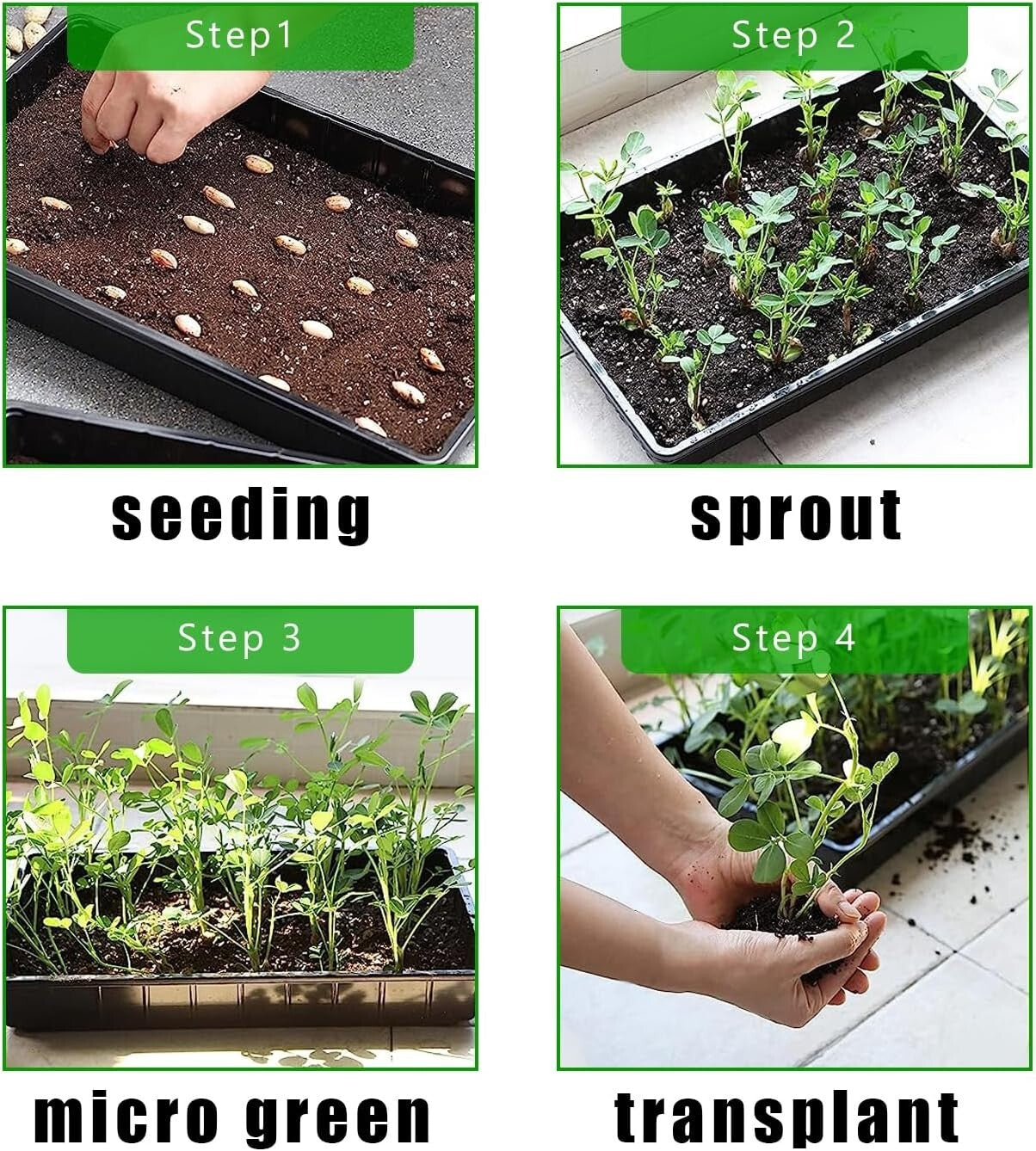 Sturdy Plastic Seed Trays Without Holes - 21.6"×11.2" for Indoor Use, 20-Pack