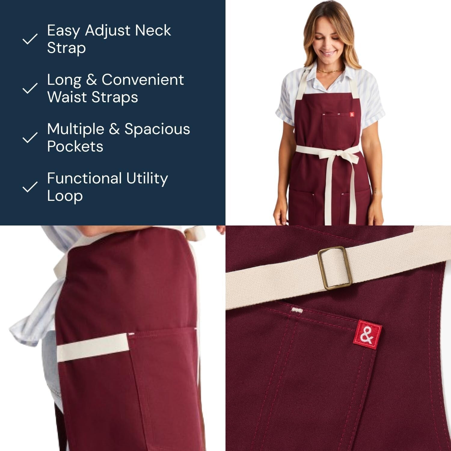 Professional Grilling Apron with Utility Loop and Double Pockets - Easy Care