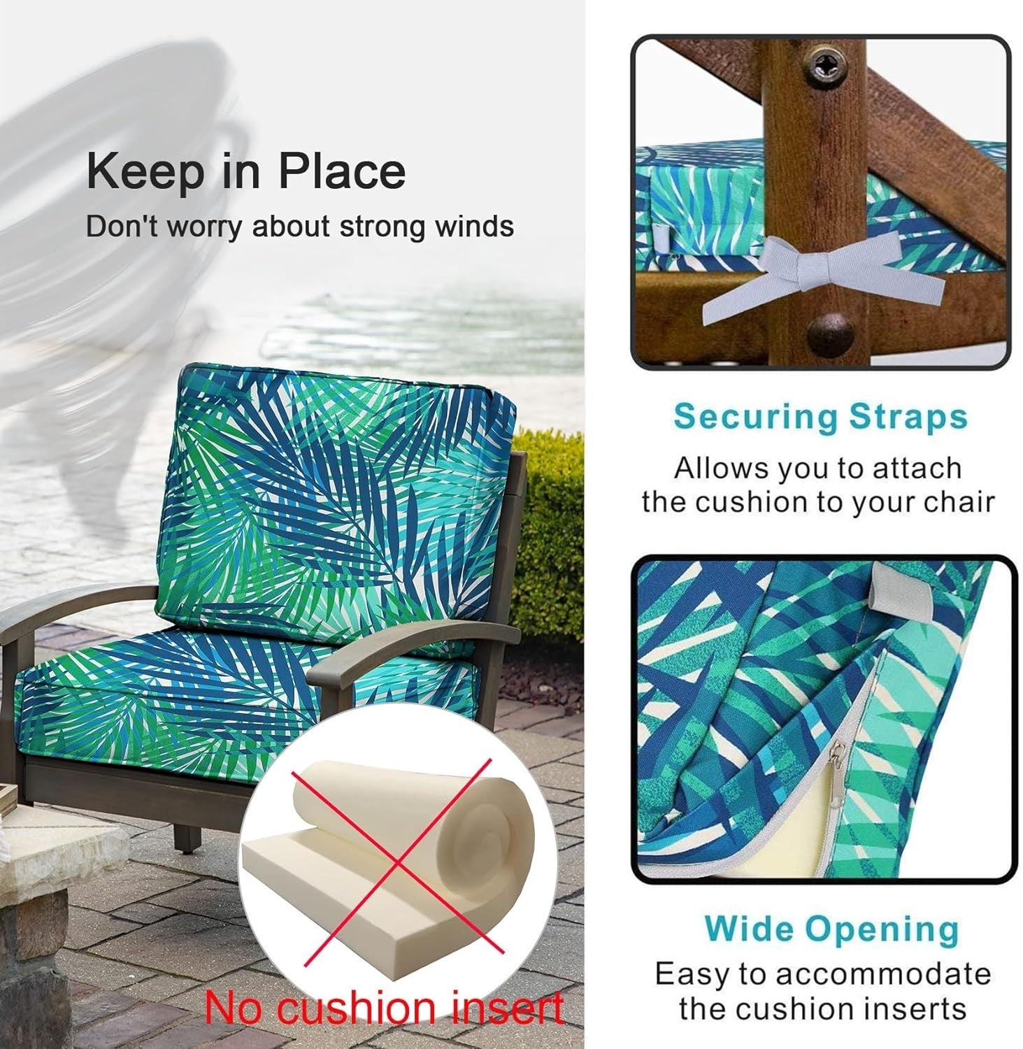 Waterproof Tropical Leaf Cushion Slipcovers Set of 4 - Outdoor Chair Protection