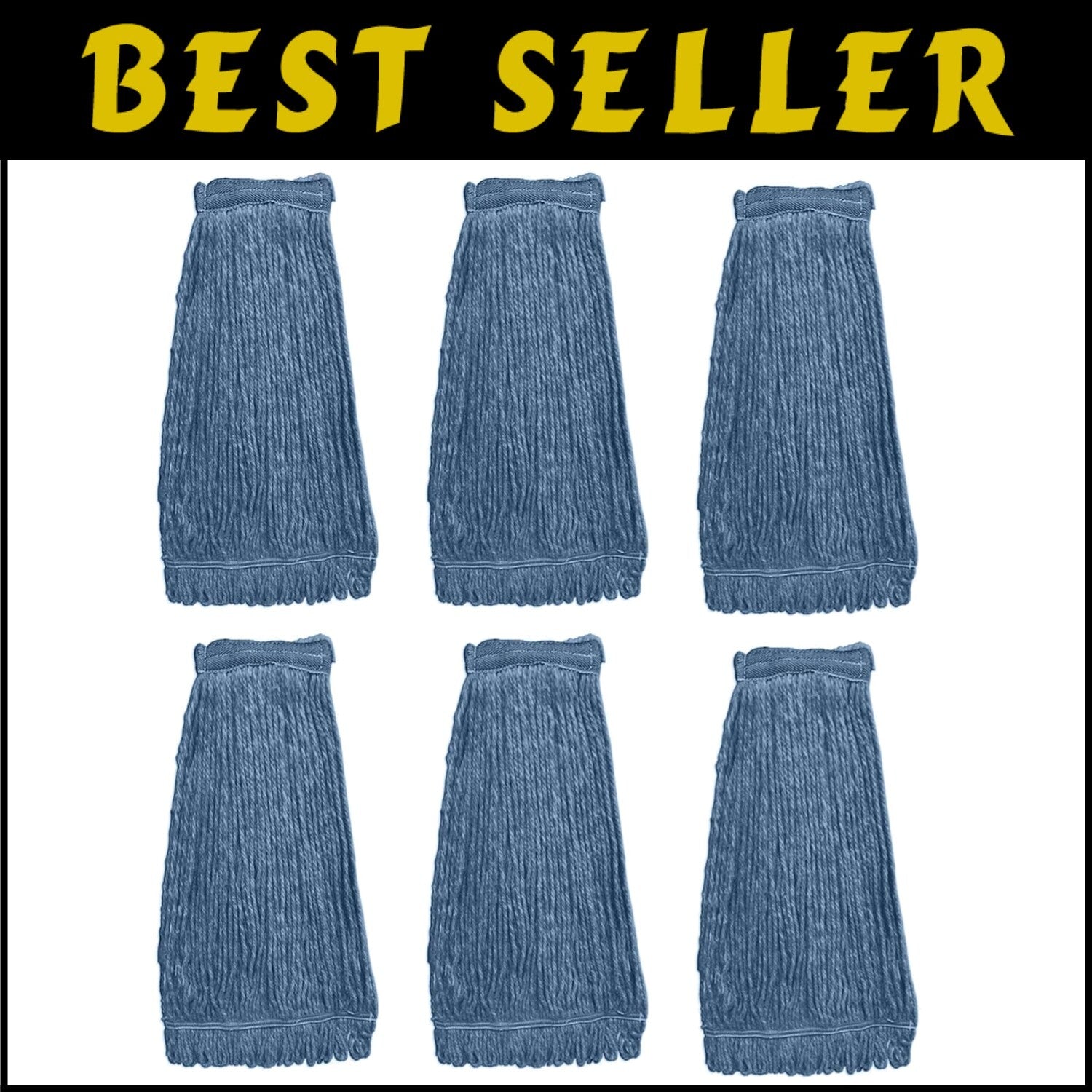 Heavy-Duty Cotton Mop Head Refill Pack of 6 - Ultimate Floor Cleaning Solution