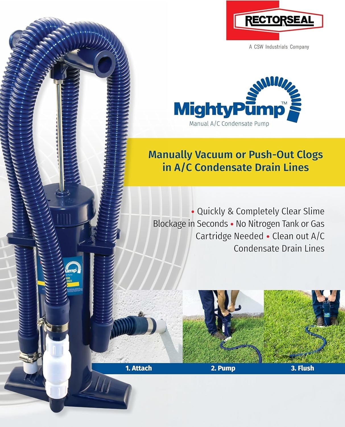 Hand-Operated Mighty Pump for A/C Drain Lines - Efficient Water Clearance