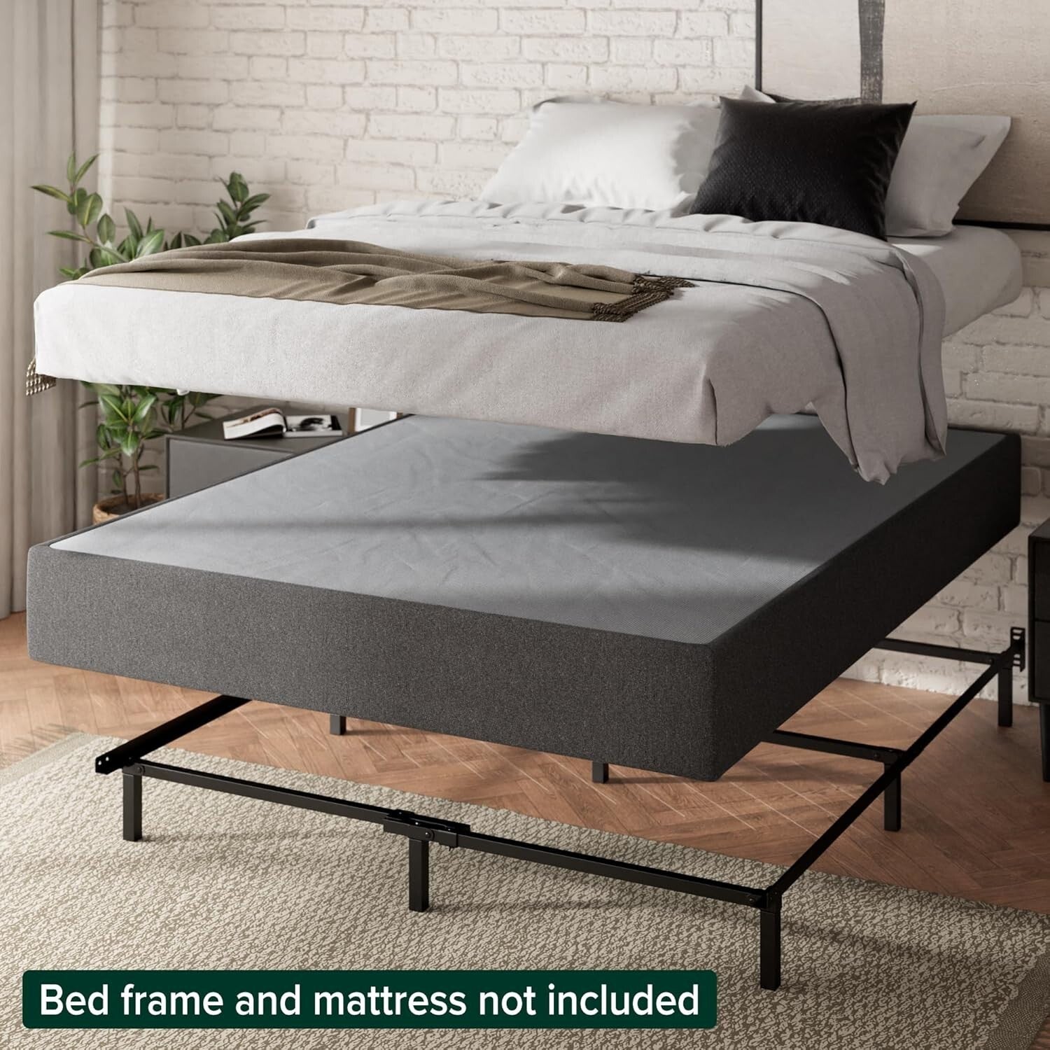 Quick Assembly Full Size 9-Inch Mattress Foundation - Durable Grey Steel Frame