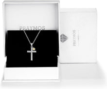 Load image into Gallery viewer, Personalized Birthstone Cross Necklace in 925 Sterling Silver for Men &amp; Women