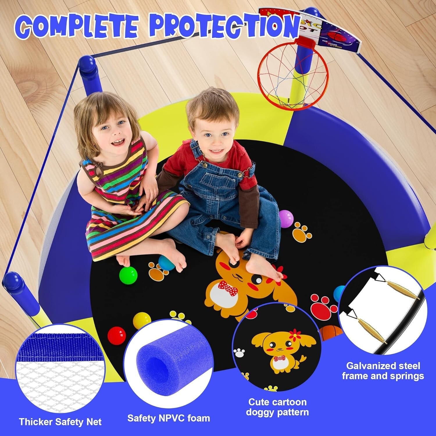 Vibrant 5FT Kids Bounce Trampoline with Protective Netting - Perfect Gift!