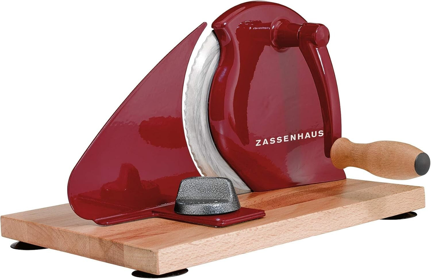 Ergonomic Hand-Crank Bread Slicer with Adjustable Thickness - Vintage Red