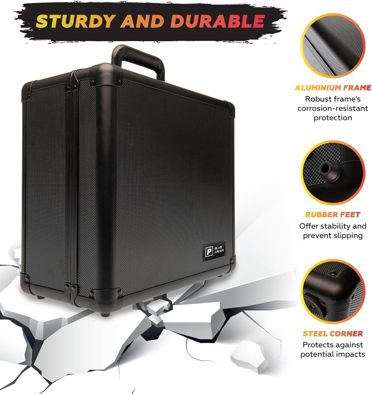 PSA Graded Card Storage Box - 4 Row Aluminum Case for 160+ Cards - Black