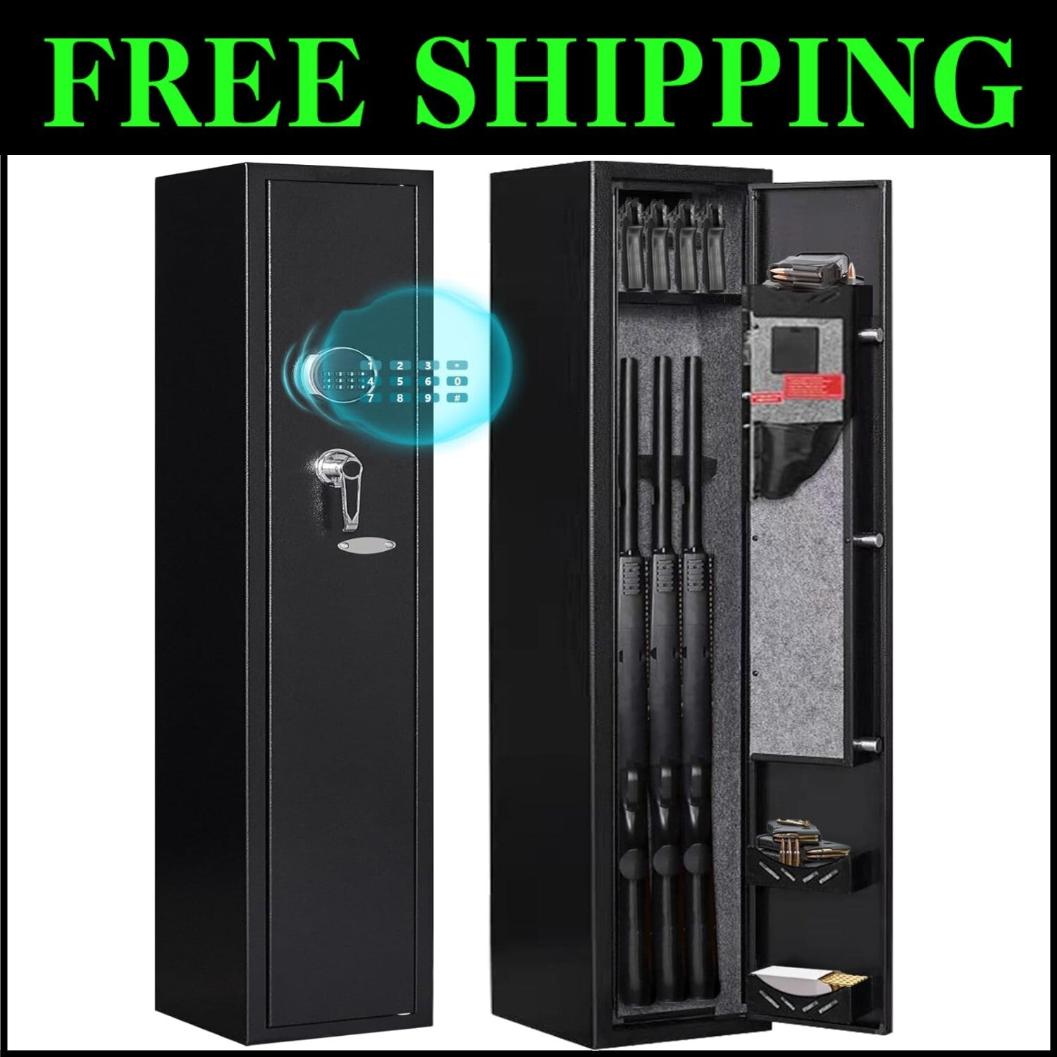 2-Gun Electronic Safety Cabinet for Rifles & Pistols - Quick Access Security