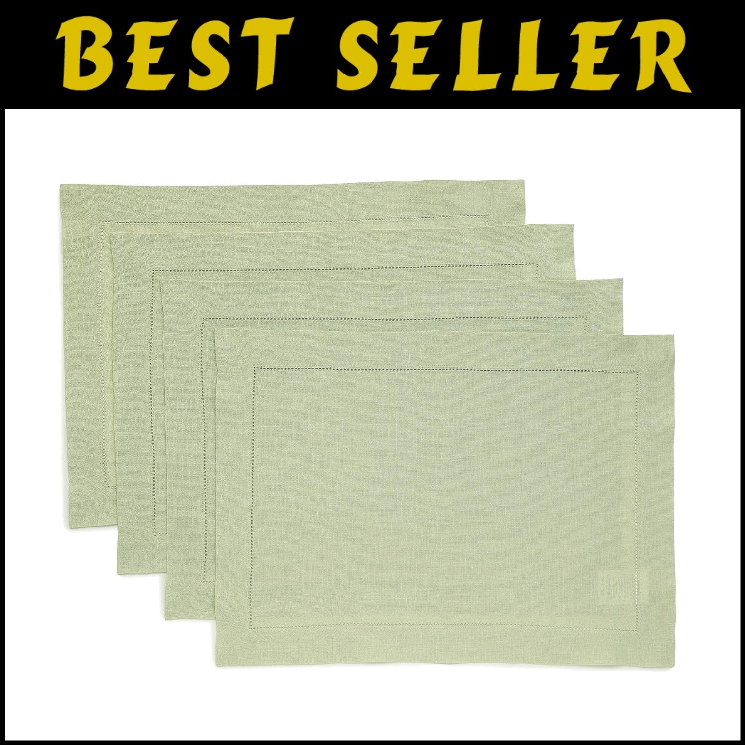 Versatile Sage Green Linen Placemats for Easter & All Occasions - Set of 4