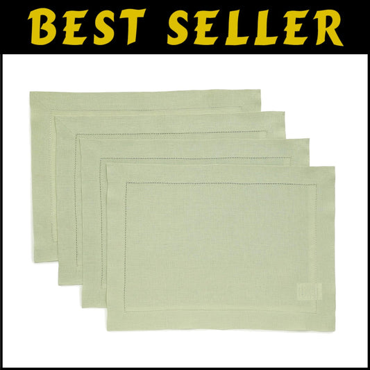 Versatile Sage Green Linen Placemats for Easter & All Occasions - Set of 4