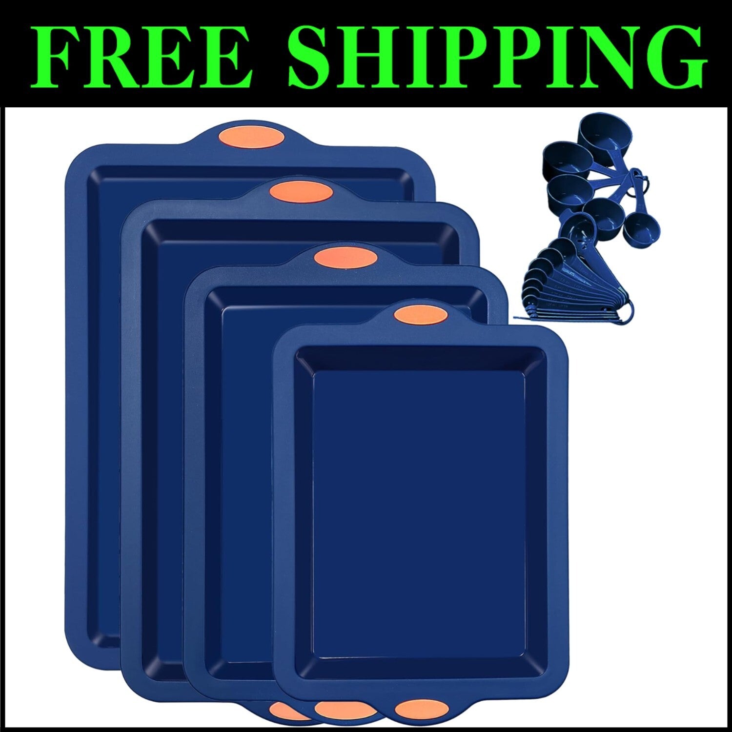 4-Piece Navy Blue Silicone Baking Set - Nonstick Bakeware with Reinforced Frame