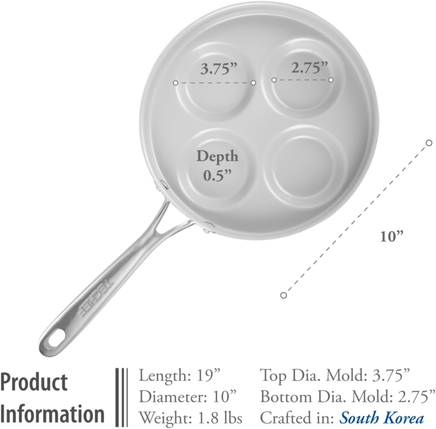 CeraTerra Nonstick 4-Cup Egg Frying Pan - PFAS & PFOA Free Ceramic Quality