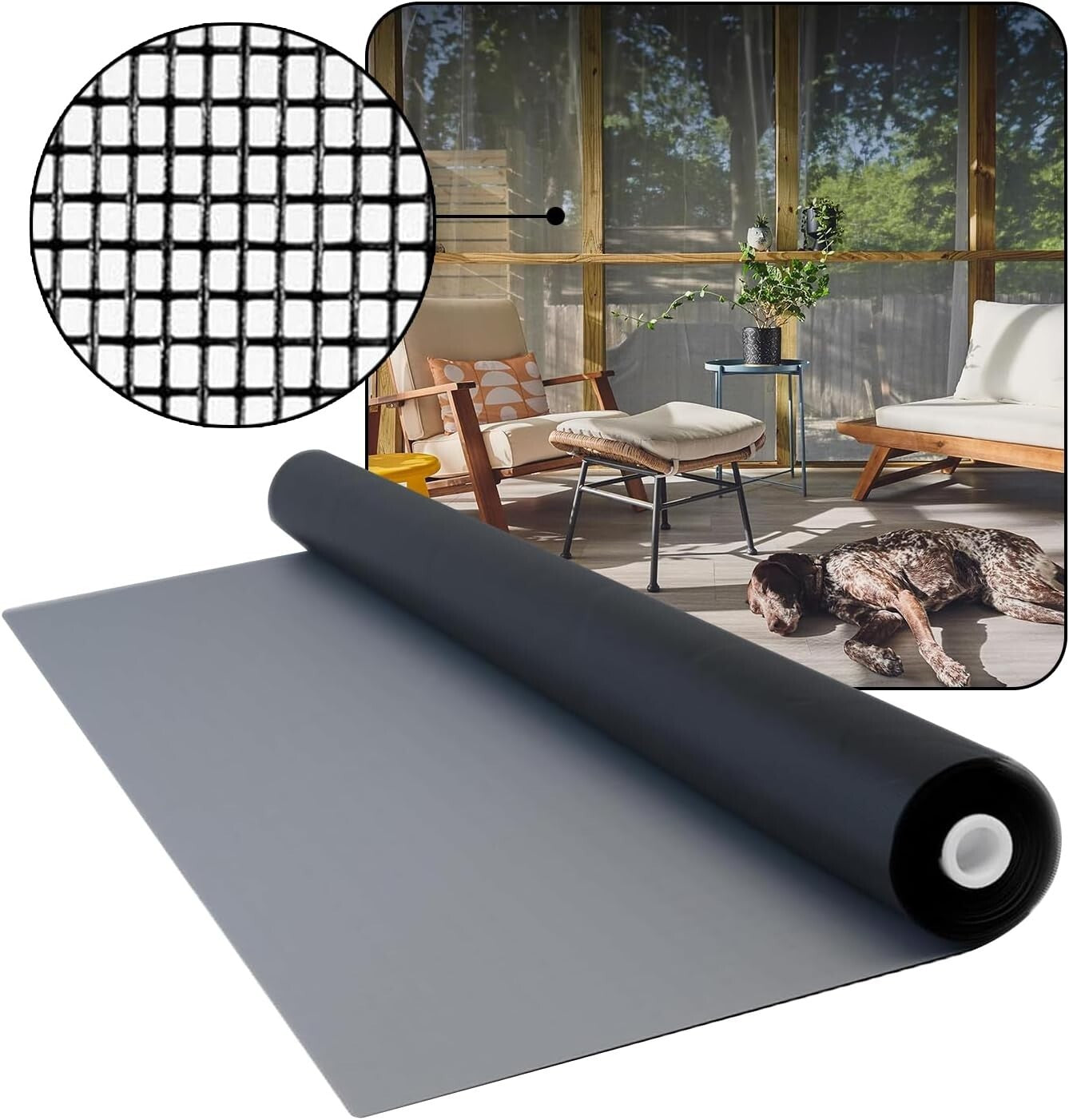 DOCA 48x50 ft Heavy-Duty Pet Screen Mesh - Durable Window Protection in Charcoal