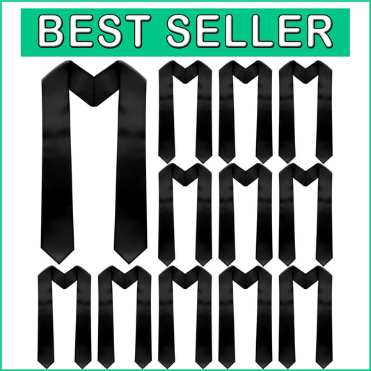 Elegant White Graduation Stoles Set - 12 Unisex Satin Sashes for Festive Events