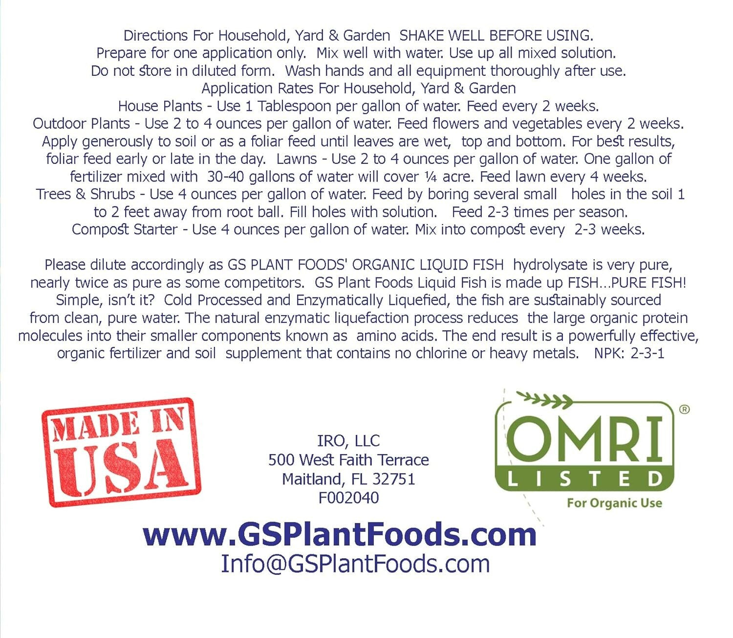 All-Natural Hydrolyzed Fish Fertilizer - 1 Gallon, 8 lbs of Nutrient-Rich Power