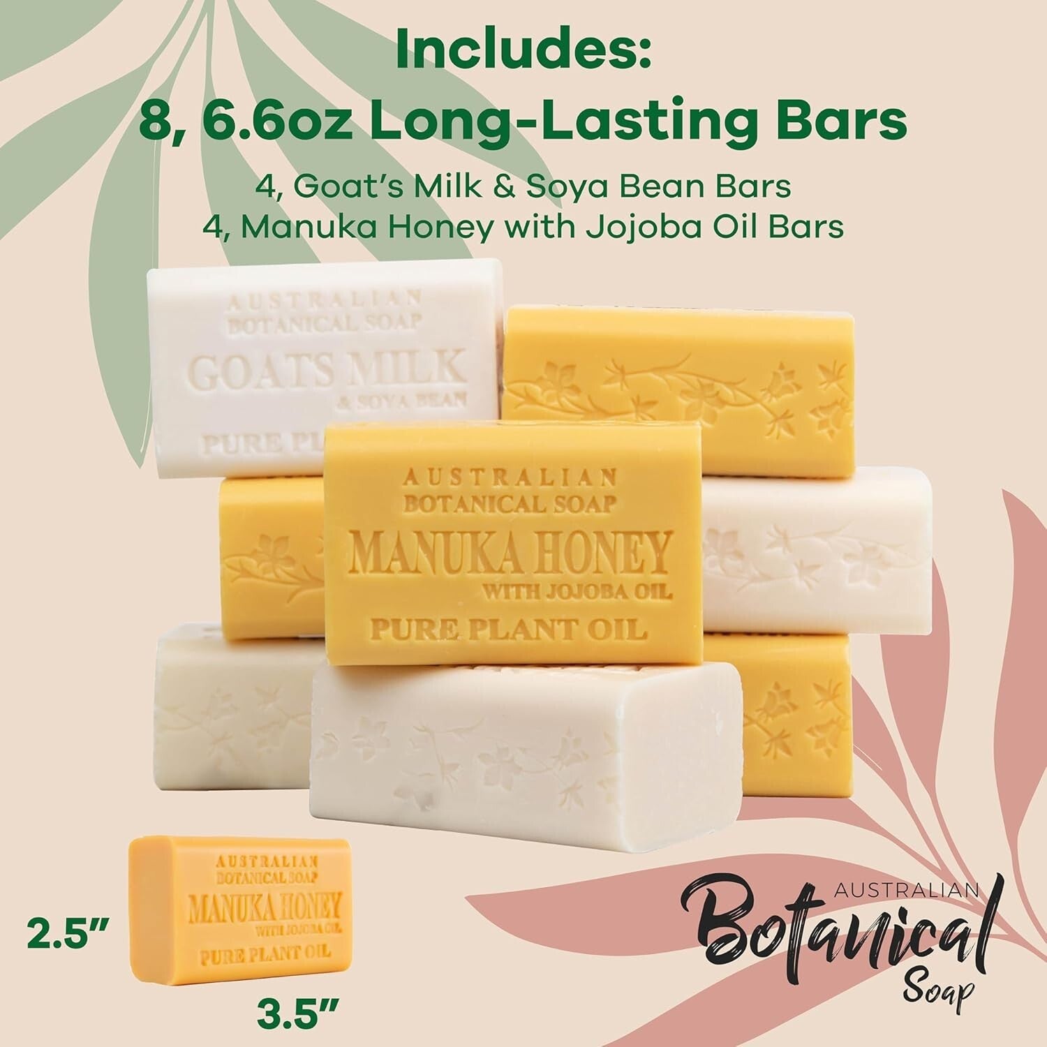 Triple-Milled Goat's Milk Soap & Manuka Honey Bars - 8 Pack for Gentle Care