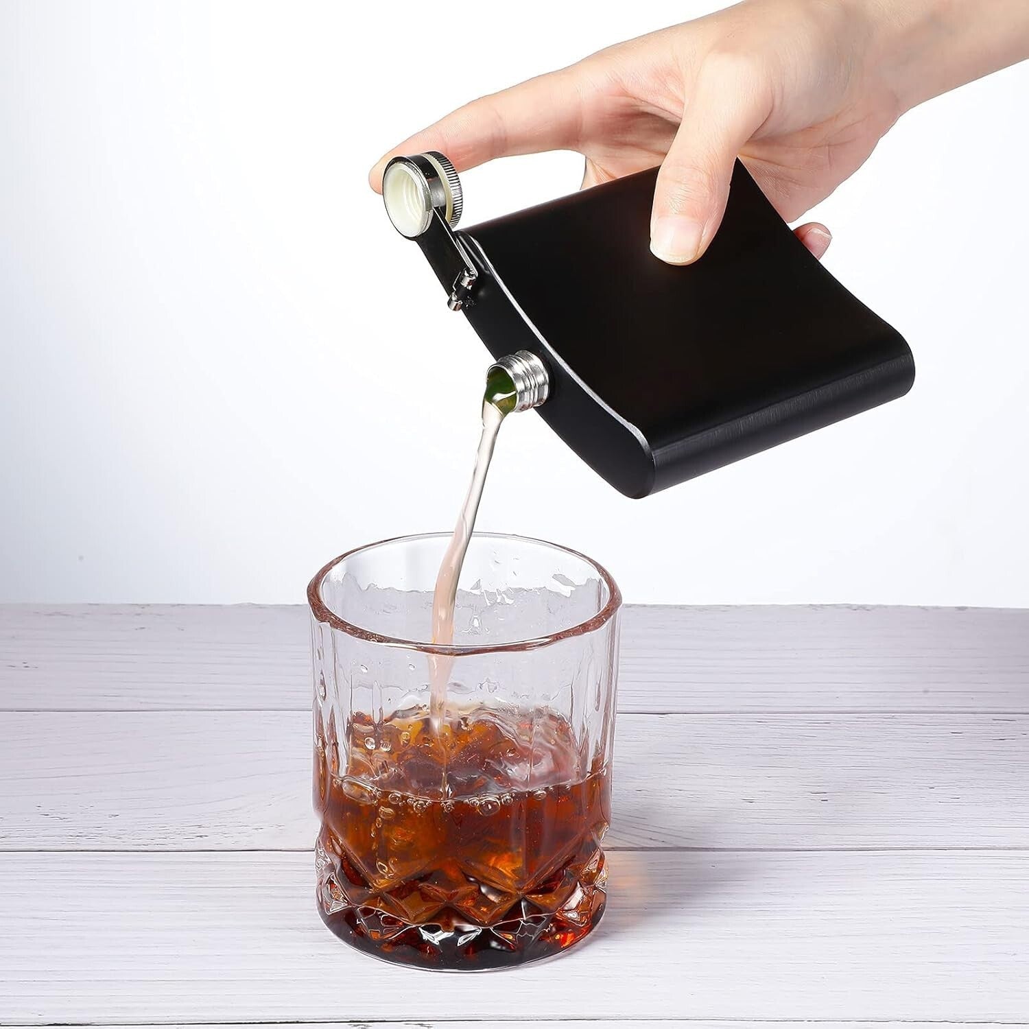 20-Piece Matte Black Stainless Steel Hip Flask Set with Funnels - Leak Proof