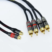 Load image into Gallery viewer, Versatile 10ft RCA Y Adapter Cable - Connect 1 to 2 Speakers, 24k Gold Plated