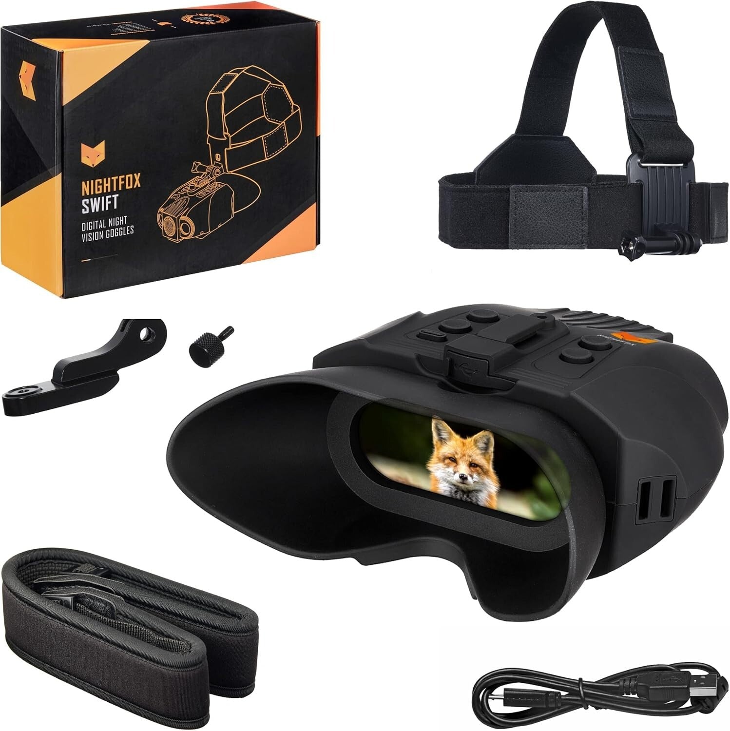 Swift Infrared Night Vision Goggles - 3000mAh Rechargeable, Head Mount Included