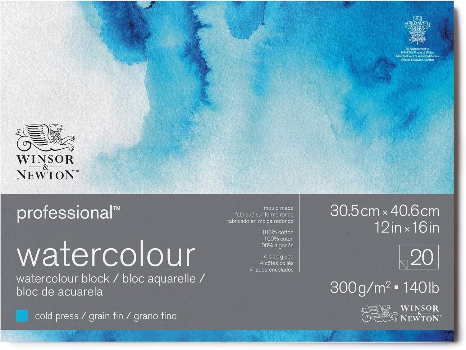 Lightweight Cold Pressed Watercolor Paper Block, 12"x16", 67lb Weight, 20 Sheets