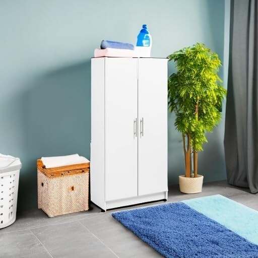 Elite 2-Door Tall Storage Cabinet with Adjustable Shelves for Home Organization