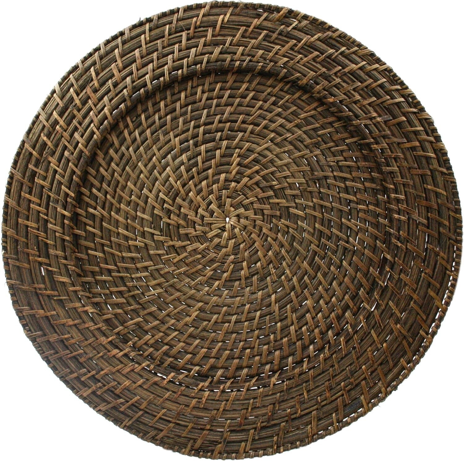 Durable Brick Brown Rattan Charger Plates – Set of 4 for Upscale Dining