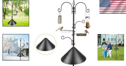 Multi-Functional 91-Inch Bird Feeder Station Kit with Adjustable Hooks & Trays