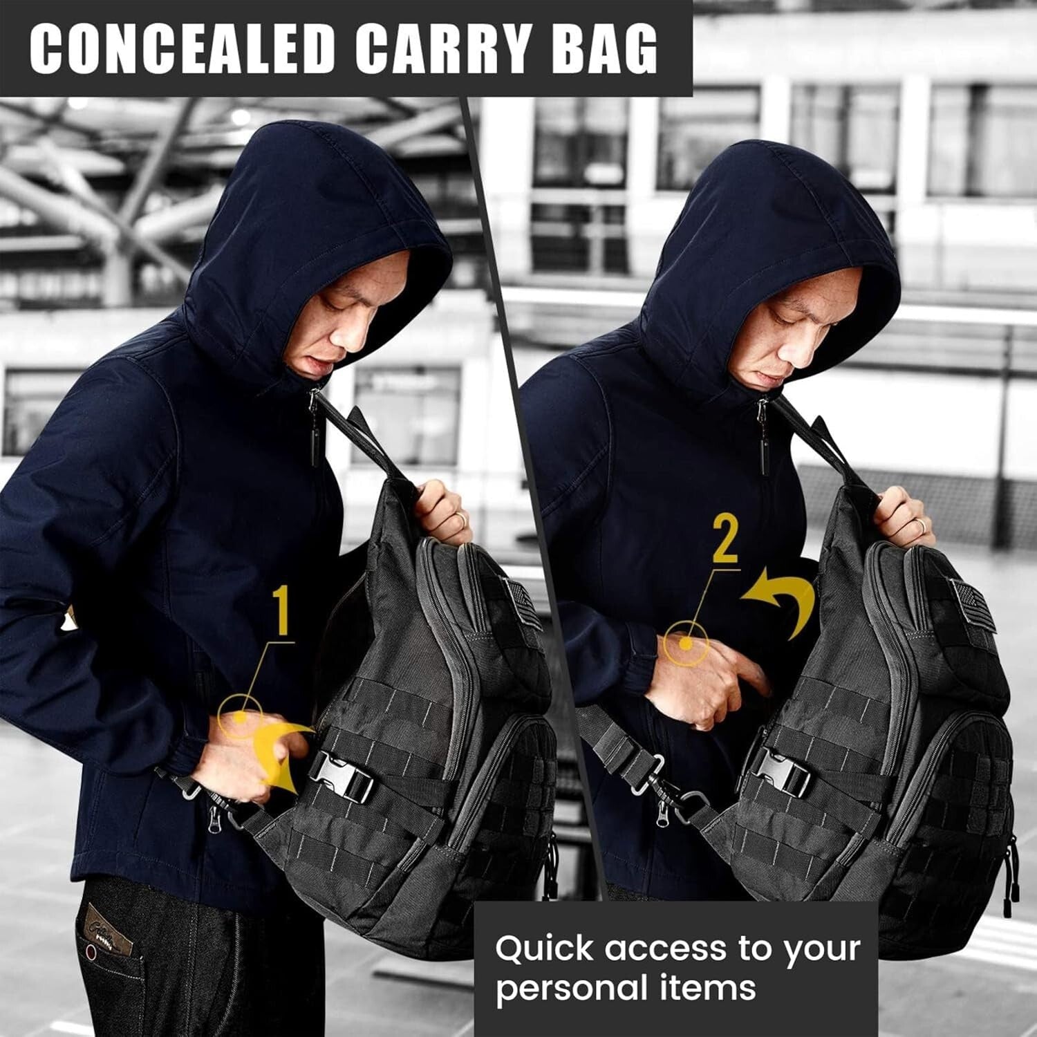 Large Capacity EDC Crossbody Backpack with Concealed Pocket and Adjustable Strap