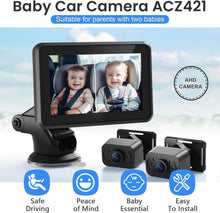 Load image into Gallery viewer, Easy Install Baby Car Camera with 1080P Display - For Safe Travels with Twins