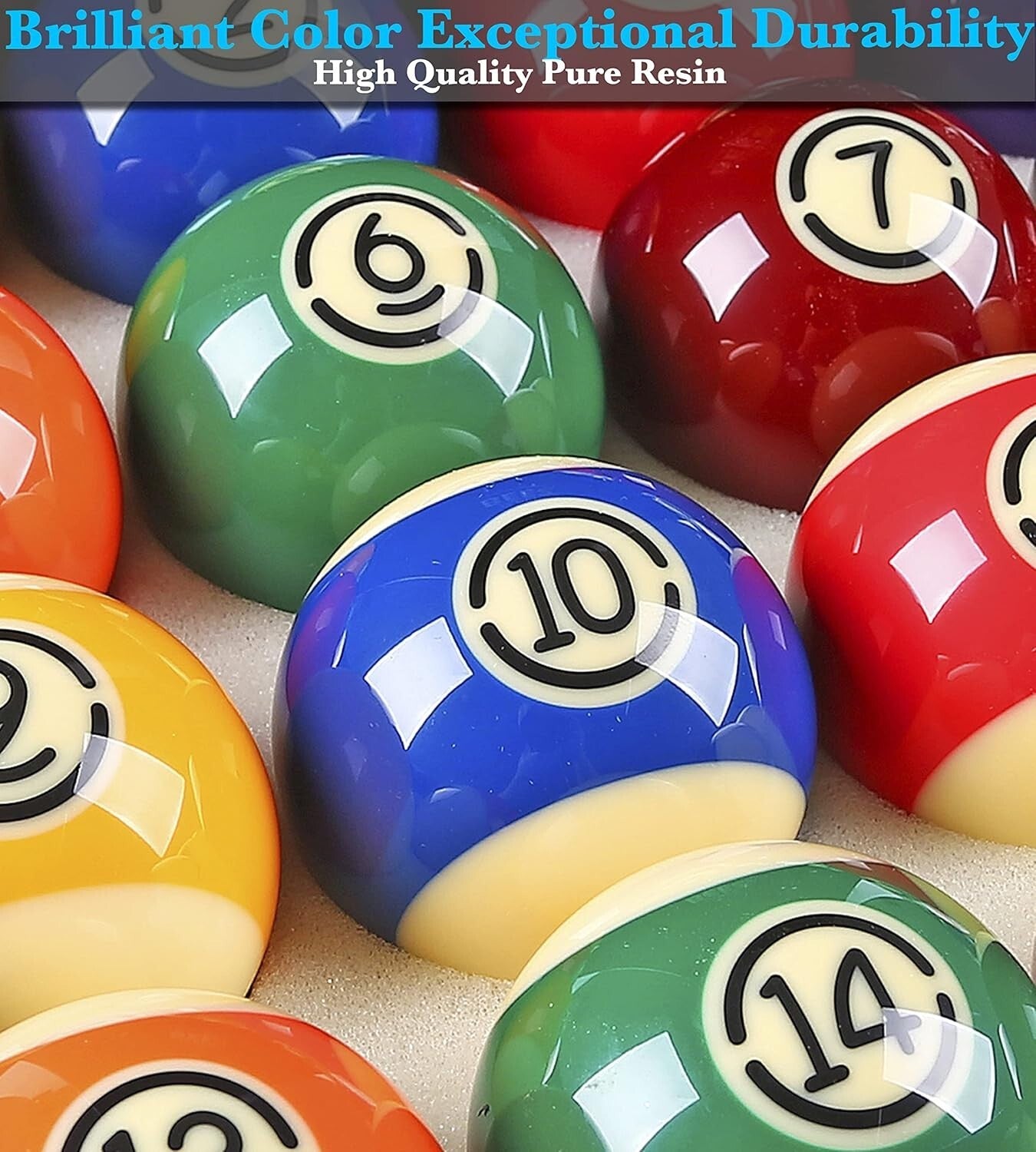 Tournament Grade Billiard Balls Set - 16 Poly-Resin Pool Balls for Professionals