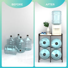 Load image into Gallery viewer, Space-Saving Rustic Water Jug Rack for 4 Bottles - Modern Kitchen Organizer