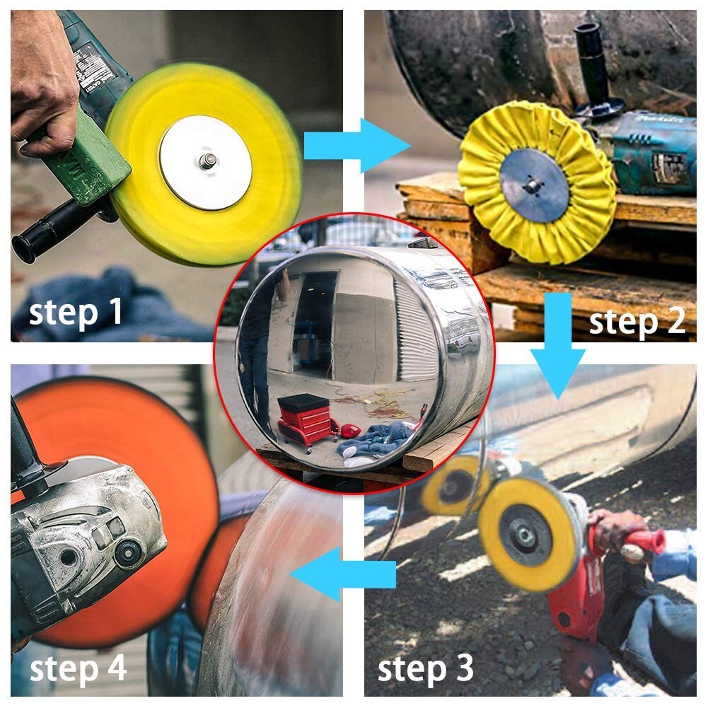 7-Piece Airway Buffing Wheel Kit for Angle Grinder - 8" Diameter Cloth Set